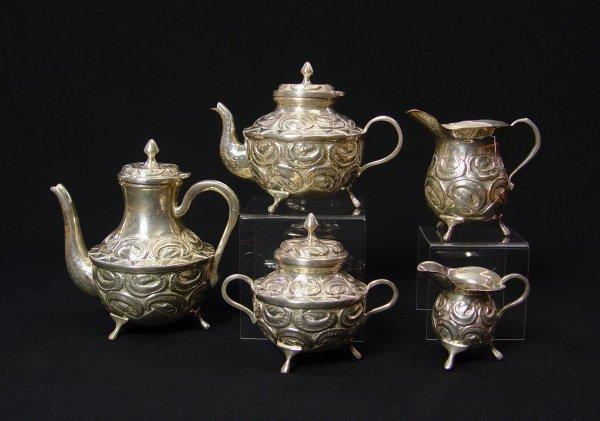 Appraisal: SOUTH AMERICAN SILVERPLATE TEA SERVICE pieces in the Colonial pattern