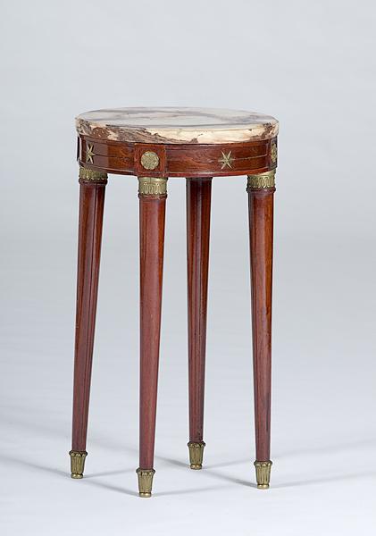 Appraisal: EMPIRE-STYLE TABLE WITH MARBLE TOP Continental th century a small