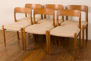 Appraisal: Teak Upholstery Dining Chairs Six Set of six teak dining