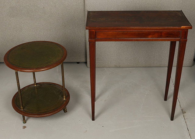 Appraisal: A DUTCH MAHOGANY RECTANGULAR SIDE TABLE with end drawers on