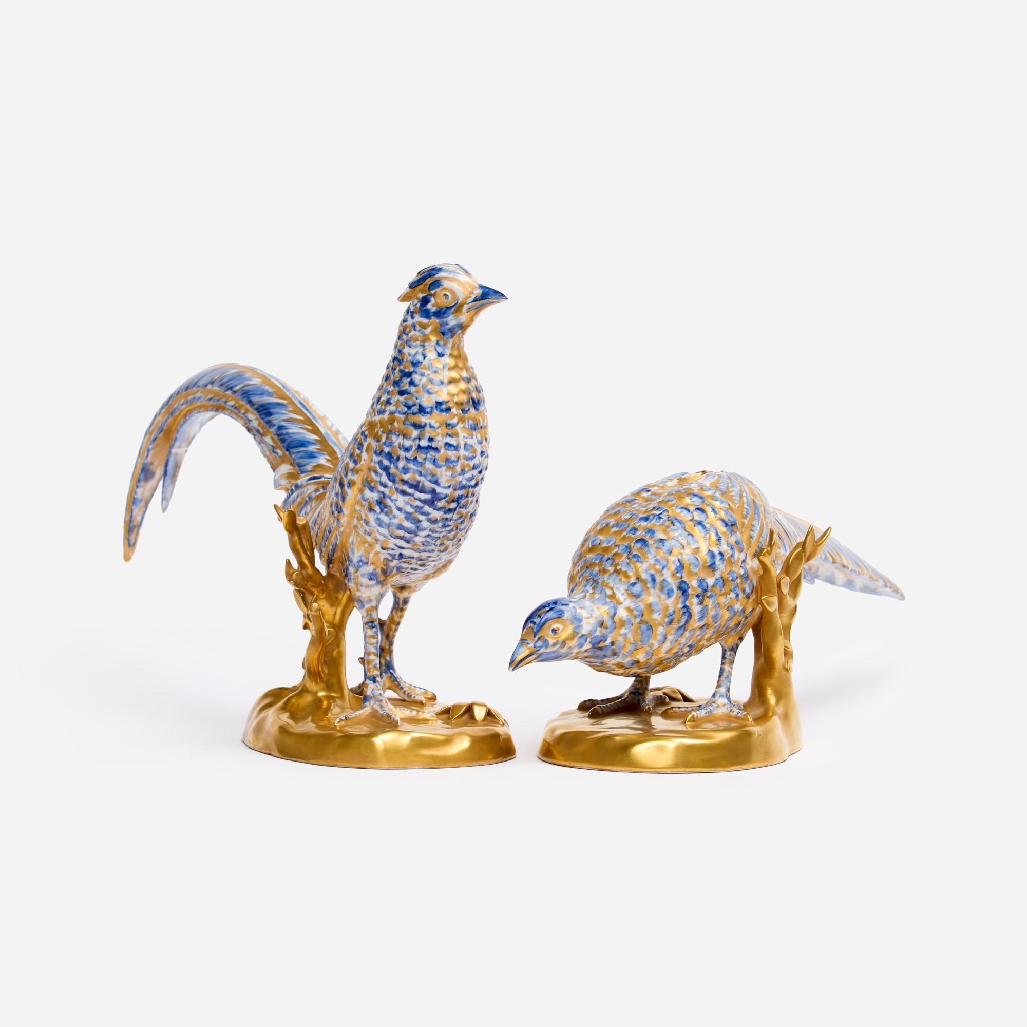 Appraisal: VISTA ALEGRE PORCELAIN PHEASANTS PAIR A vintage pair of porcelain