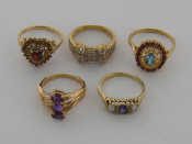 Appraisal: A collection of carat gold gem set rings various designs