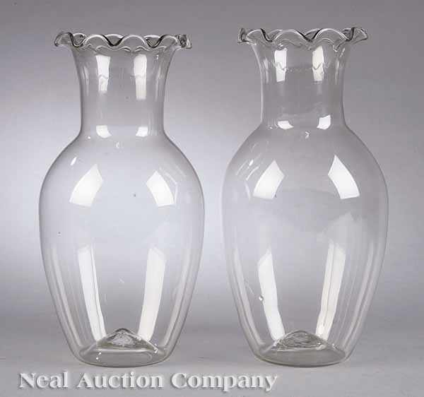 Appraisal: A Pair of Large American Blown Glass Vases late th