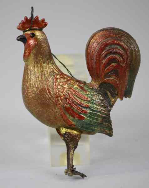 Appraisal: COLORFUL DRESDEN ROOSTER CHRISTMAS TREE ORNAMENT Germany very detailed rendition