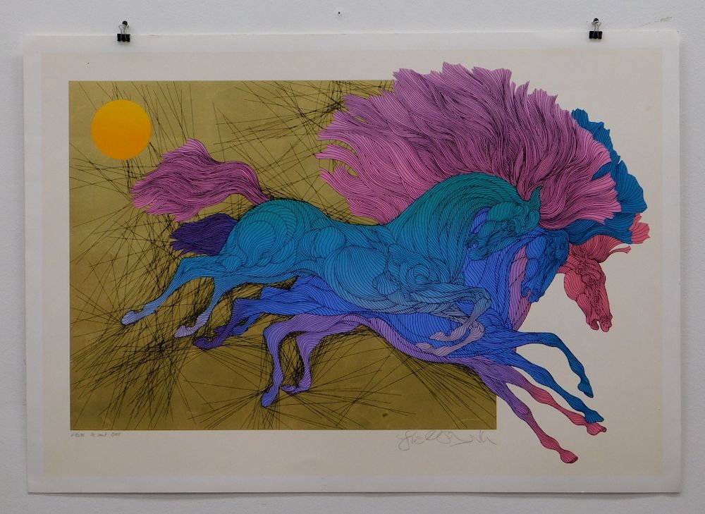 Appraisal: Guillaume Azoulay Le Saut Horses Serigraph Guillaume Azoulay Israel United