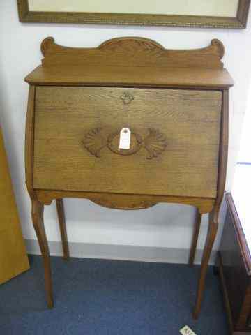 Appraisal: Victorian Oak Lady's Dropfront Desk inner compartments '' tall ''