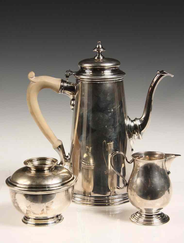 Appraisal: PC STERLING COFFEE SERVICE - Georgian Style Sterling Silver Coffee