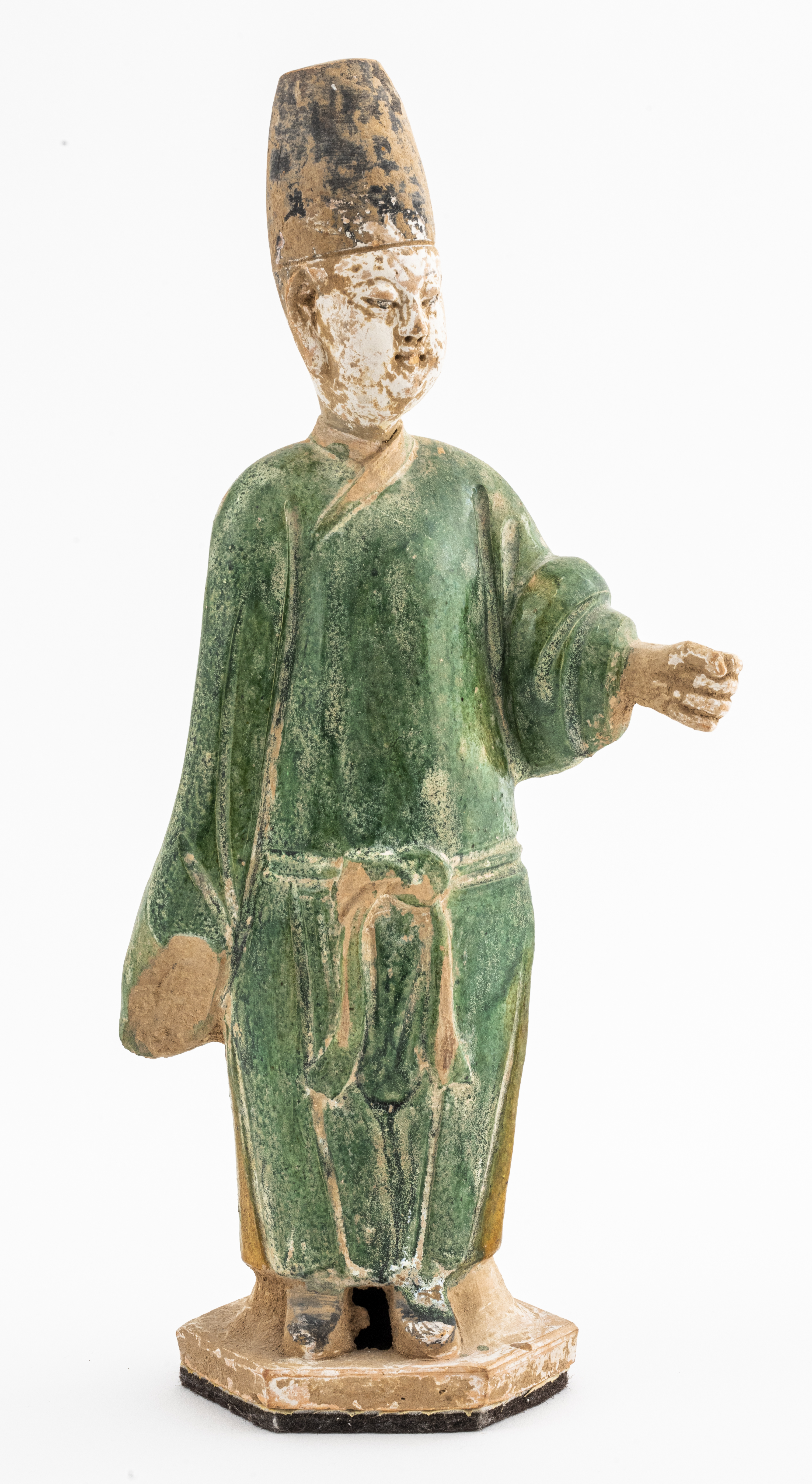 Appraisal: CHINESE MING DYNASTY POTTERY ATTENDANT Chinese Ming Dynasty - green