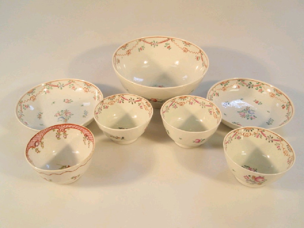 Appraisal: Four Newhall porcelain tea bowls two saucers of similar design