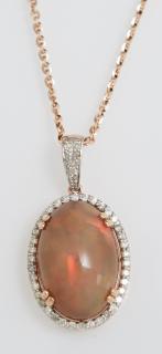 Appraisal: K Rose Gold Pendant with a cabochon oval carat opal