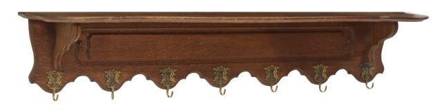 Appraisal: Continental oak wall-mounted hat coat rack early th c shaped