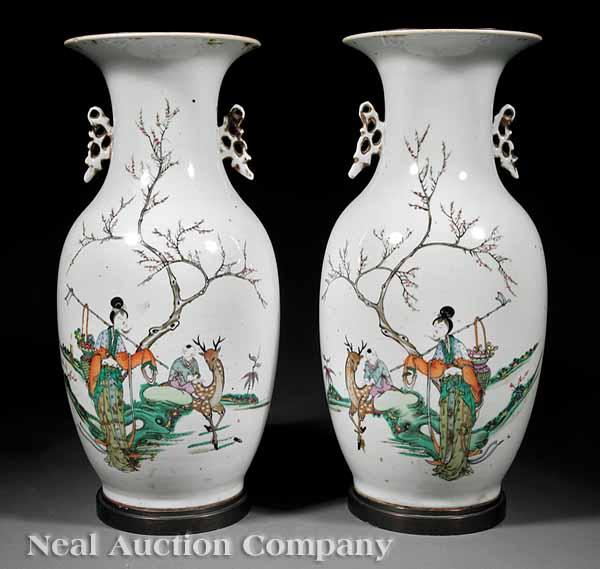 Appraisal: A True Pair of Antique Chinese Famille Rose Guyuexuan Porcelain