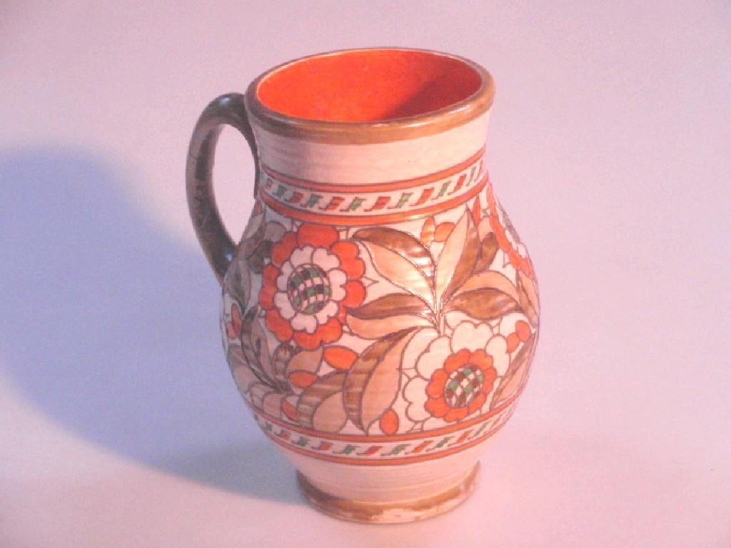 Appraisal: A Charlotte Rhead Pottery 'Tudor Rose' jug of baluster form