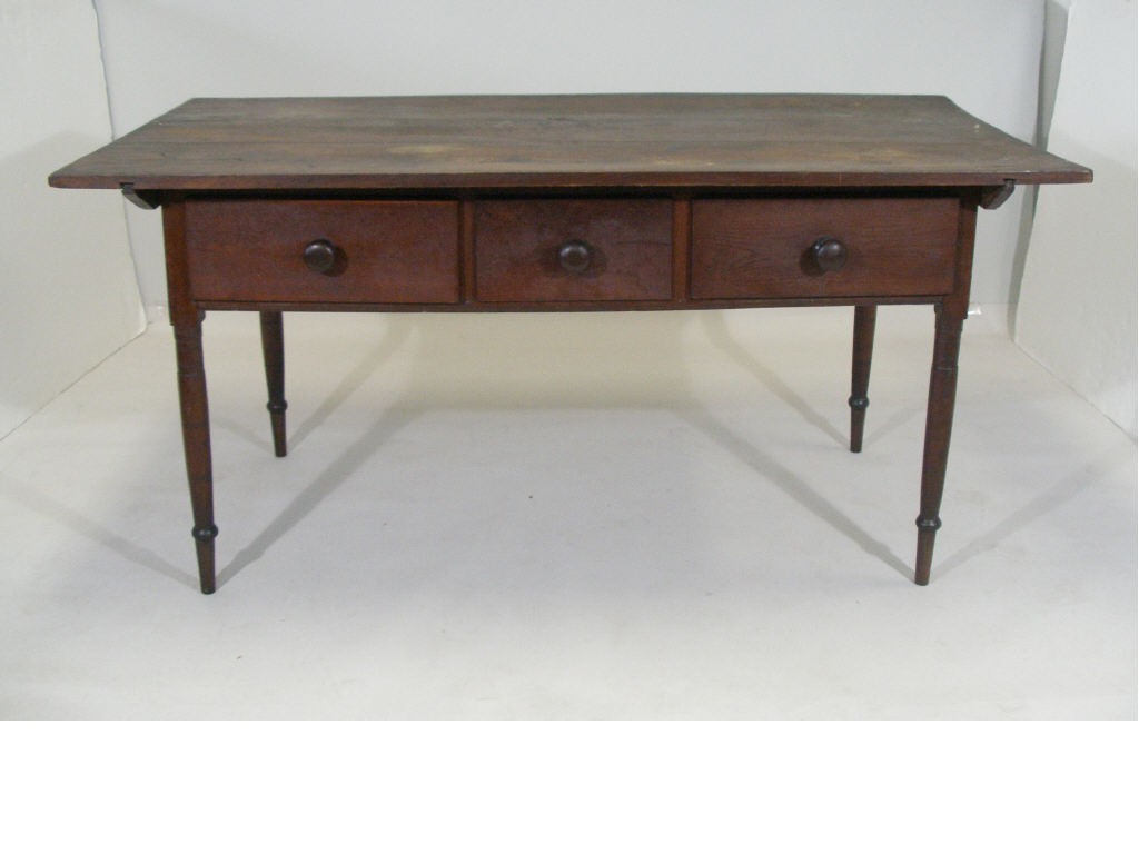 Appraisal: Southern NC Three Drawer Pin-Top Work Table early th c