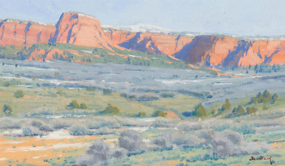 Appraisal: John F Budicin b Utah Oil on canvas board Signed