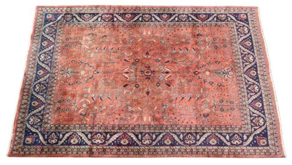 Appraisal: Hand-tied Indo Sarouk rug approx ' l ' w