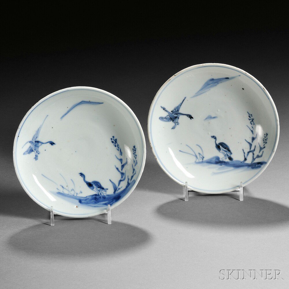 Appraisal: Pair of Blue and White Ko-sometsuke Dishes China late Ming