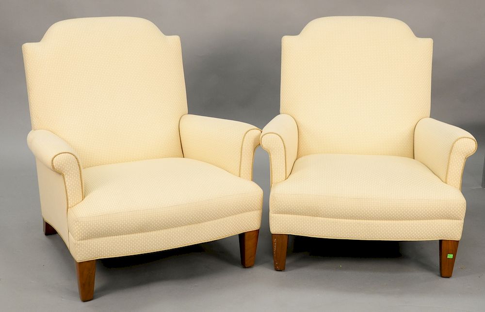 Appraisal: Pair of custom upholstered arm chairs probably French late th