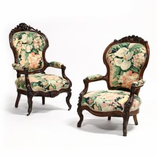 Appraisal: Two American Victorian Parlour Chairs th century to include a