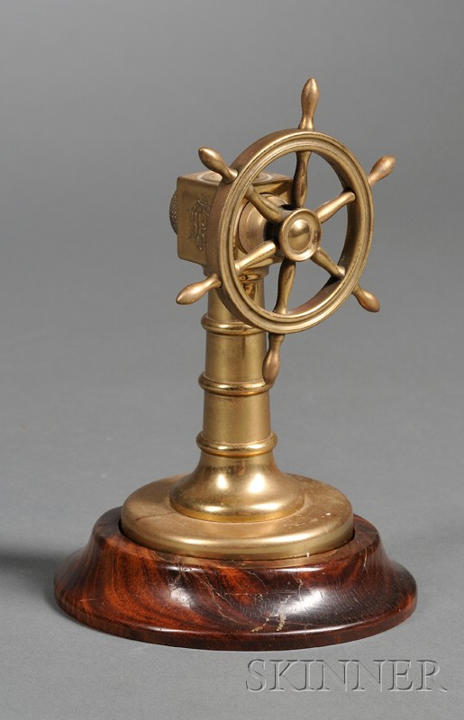 Appraisal: Miniature Brass Cigar Cutter in the form of a ship's