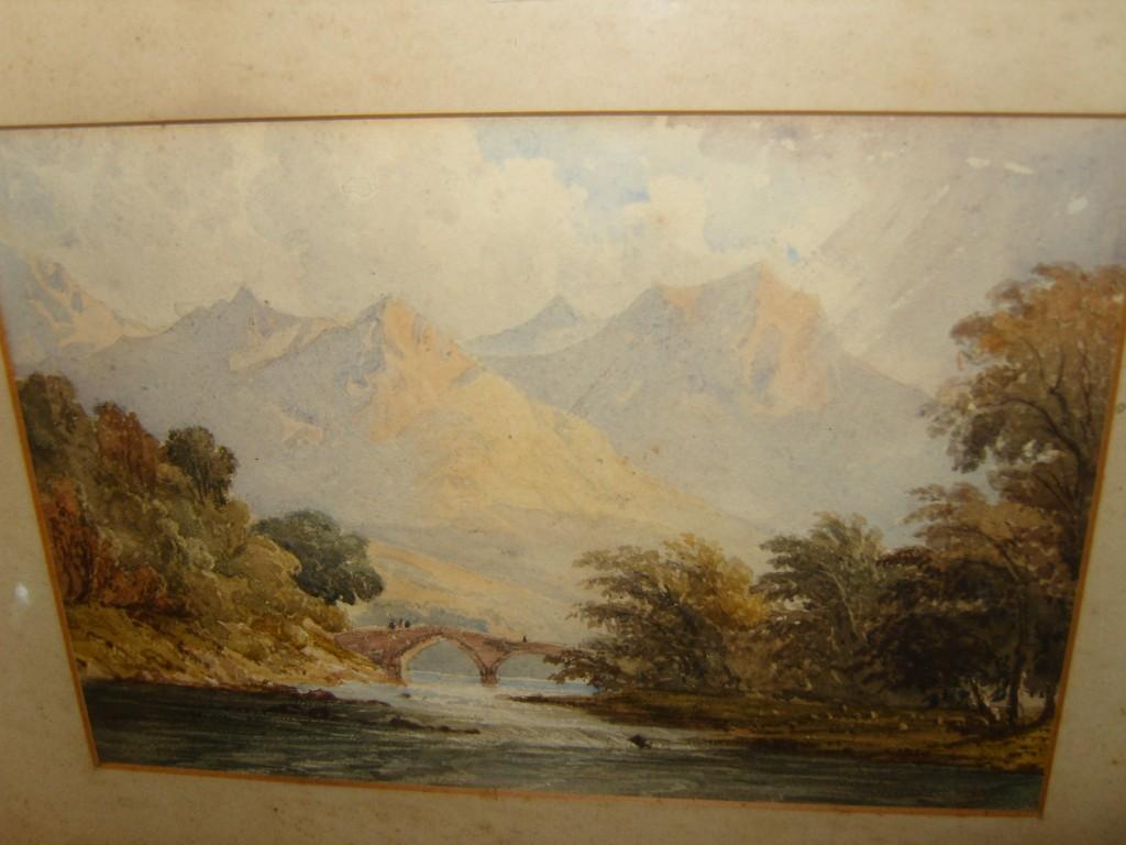 Appraisal: A th century watercolour of a mountainous lake scene with