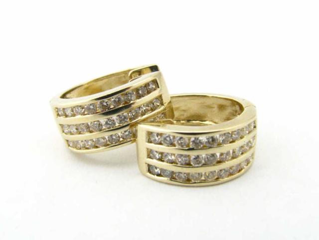 Appraisal: K Yellow Gold Channel Set Diamond Huggie Earrings