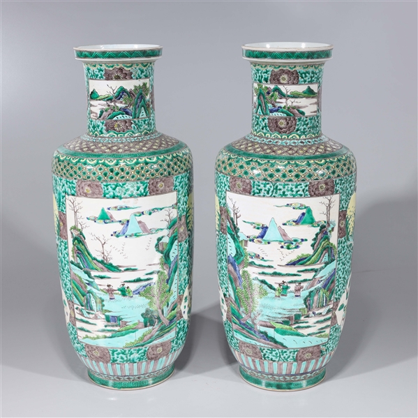 Appraisal: Pair of Chinese Kangxi style enameled porcelain famille verte vases