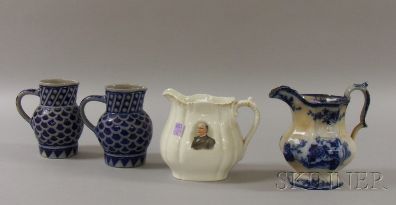 Appraisal: Four Decorated Ceramic Jugs a transfer decorated President McKinley portrait