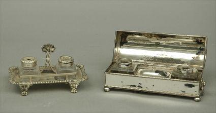 Appraisal: Two English Silver-Plated Ink Stands