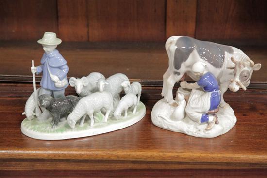 Appraisal: TWO PORCELAIN FIGURE GROUPS A Bing Grondahl figure group depicting