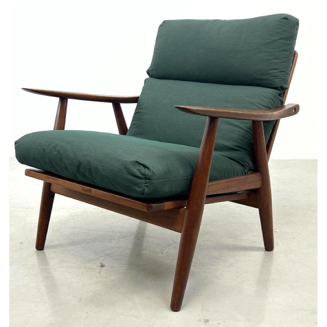 Appraisal: HANS WEGNER for Getama Danish Teak Lounge Chair Green Fabric