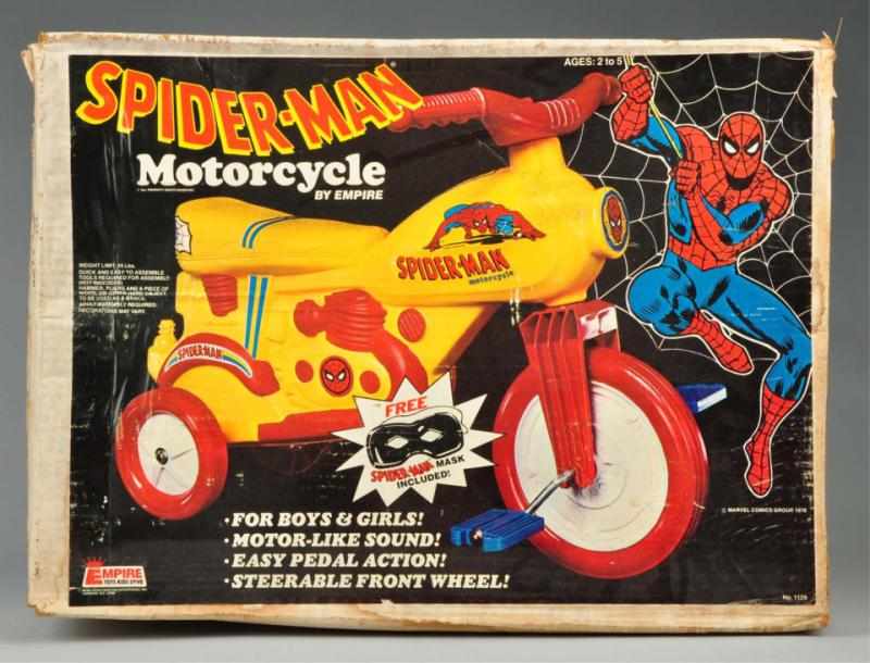 Appraisal: Empire Spiderman Motorcycle Toy Description Sealed in original box marked