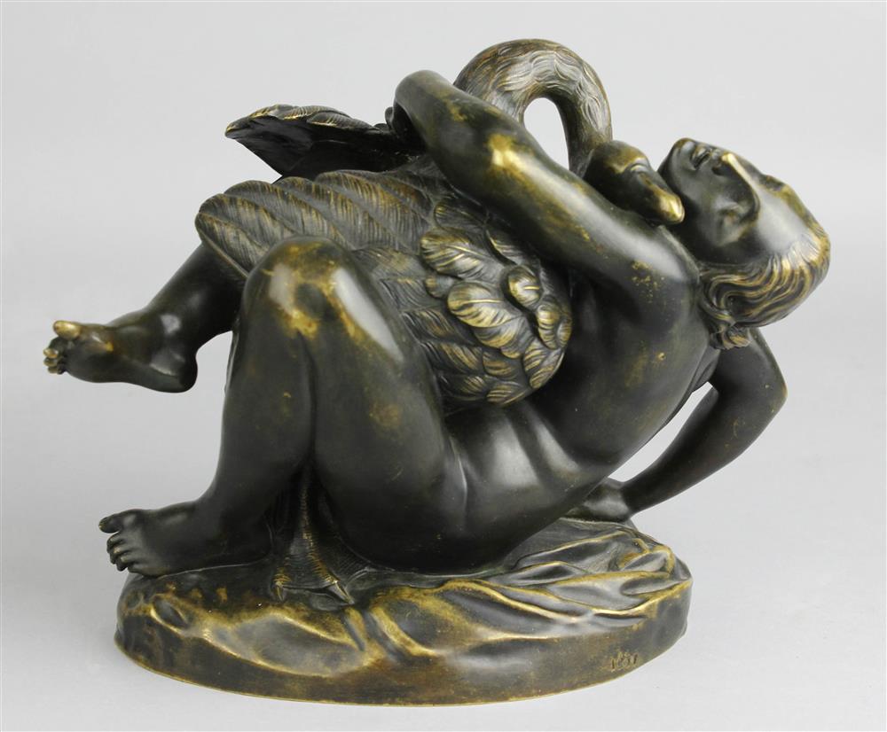 Appraisal: BRONZE LEDA AND THE SWAN AFTER JEAN-JACQUES FEUCHERE FRENCH -