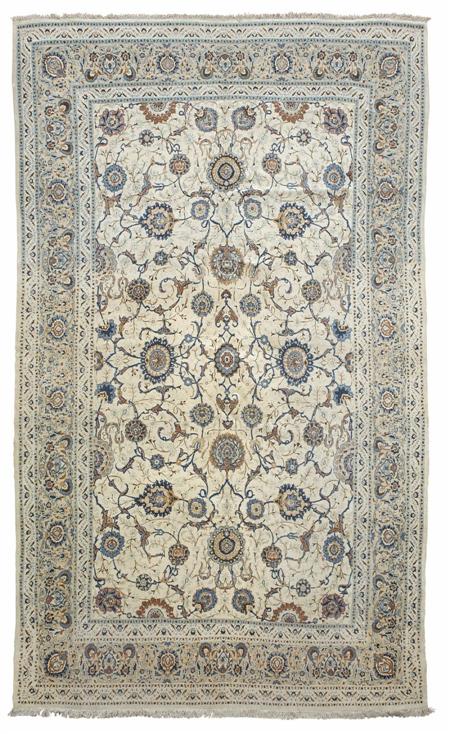 Appraisal: An Isfahan carpet mid late th century the cream field