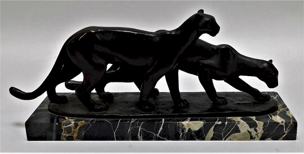 Appraisal: Frances Kent Lamont Bronze Leopards Sculpture Frances Kent Lamont Bronze