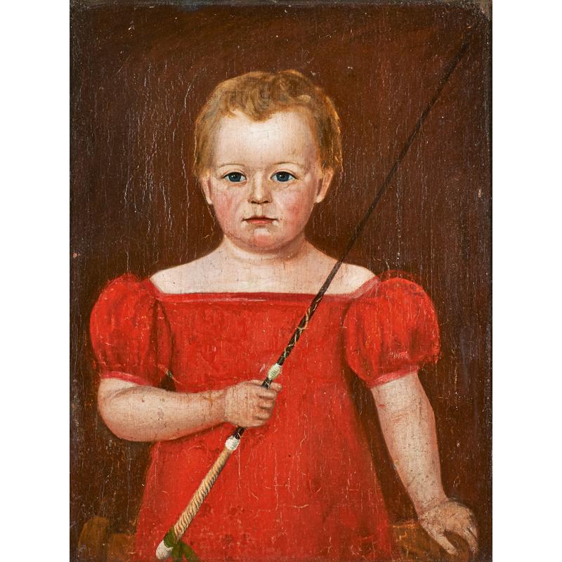 Appraisal: TH C AMERICAN SCHOOL PORTRAIT Oil on canvas of boy