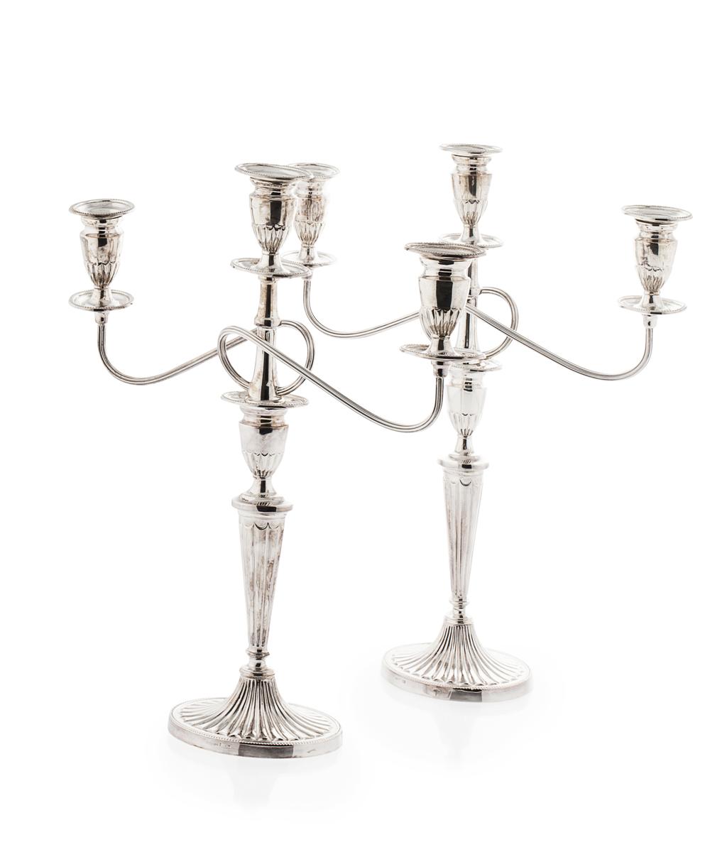 Appraisal: A pair of three light table candelabra AS Birmingham modern