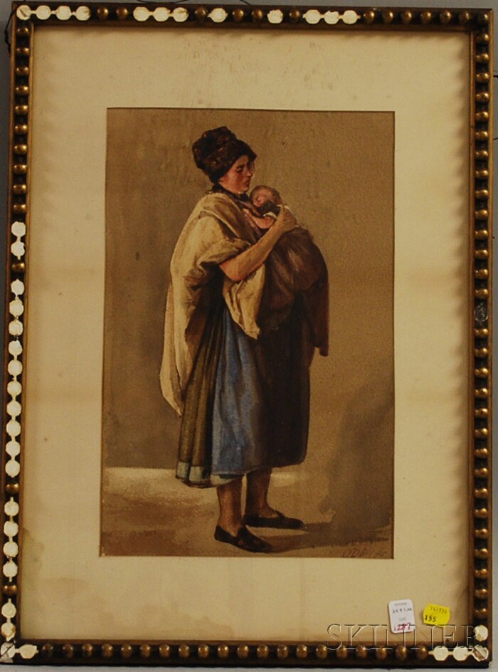 Appraisal: th Century Continental School European Peasant Woman with Sleeping Baby