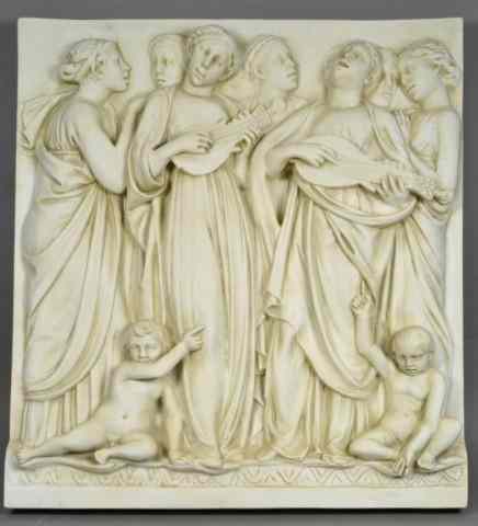 Appraisal: LARGE GRECIAN-MOTIF RESIN WALL PLAQUEDecorative plaque depicting a group of