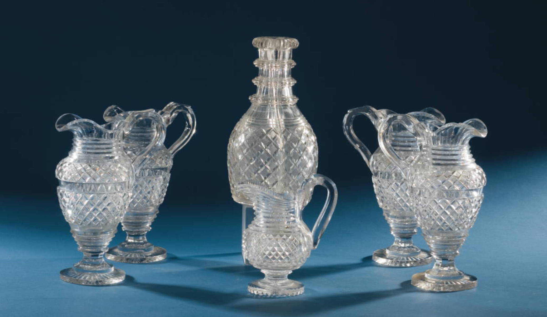 Appraisal: SIX ANGLO-IRISH CUT GLASS TABLE OBJECTS INCLUDING A SET OF