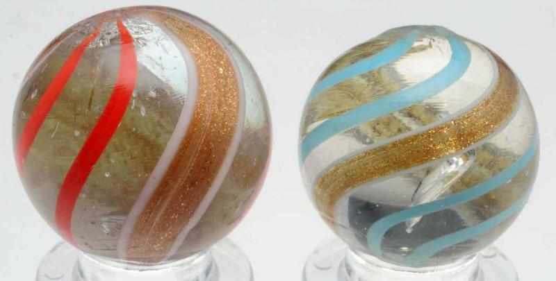 Appraisal: Lot of Banded Lutz Marbles Smallest marble is a clear