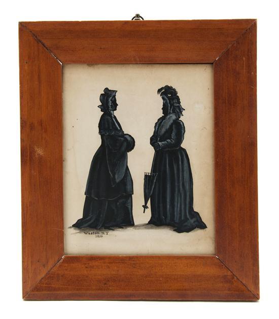 Appraisal: A Silhouette of Two Ladies one depicted with a parasol