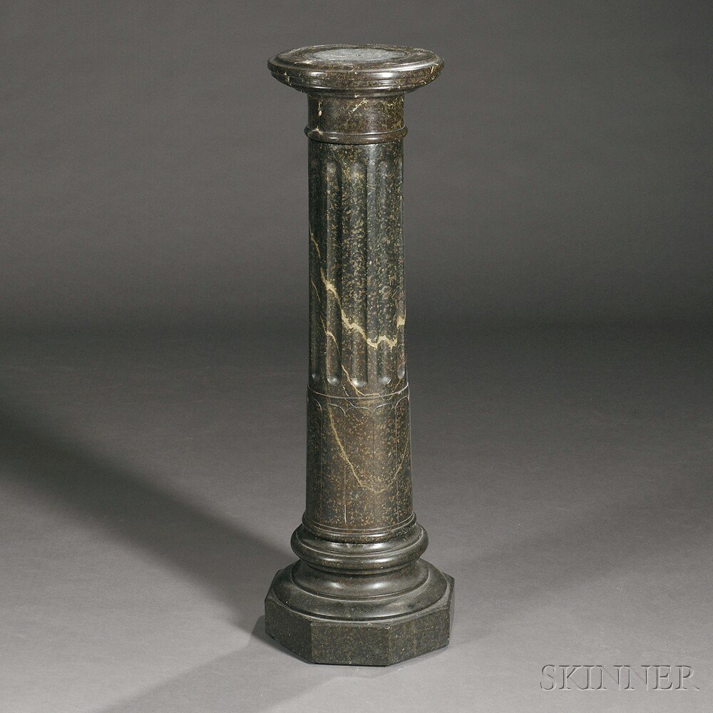 Appraisal: Carved Verde Marble Pedestal late th th century the circular