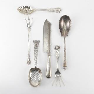 Appraisal: Grouping of Six Sterling and Silver Silverware Grouping of Six