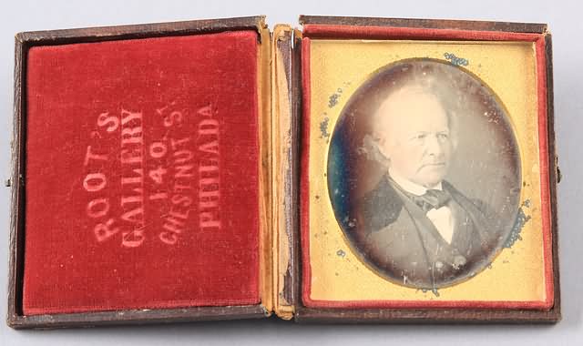 Appraisal: Sixth plate daguerreotype of man bust view Pad stamped Root's