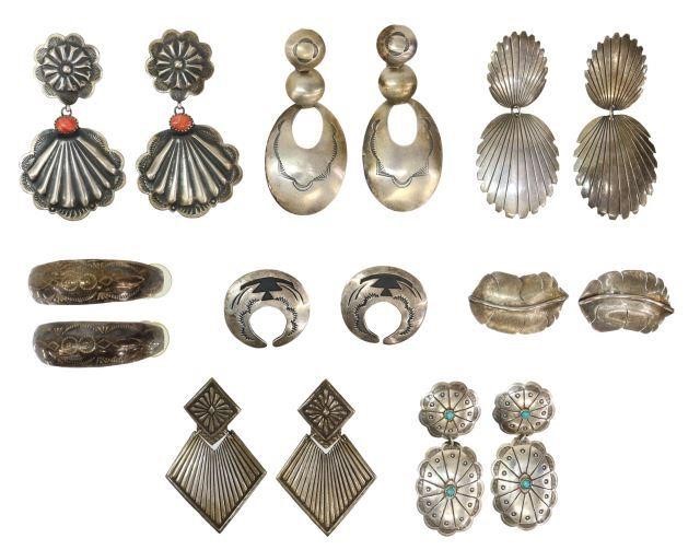 Appraisal: lot of pairs Native American and Southwest silver earrings all