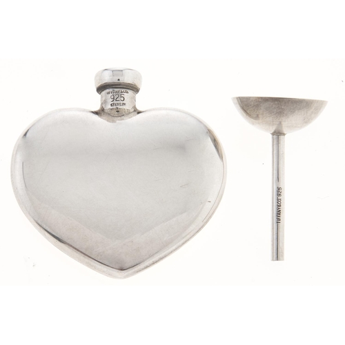 Appraisal: Tiffany Co A heart shaped silver scent bottle and funnel