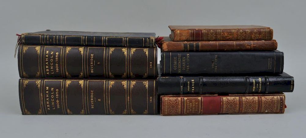 Appraisal: Diverse Lot of Leather Bound Books including Anatole France Memoires