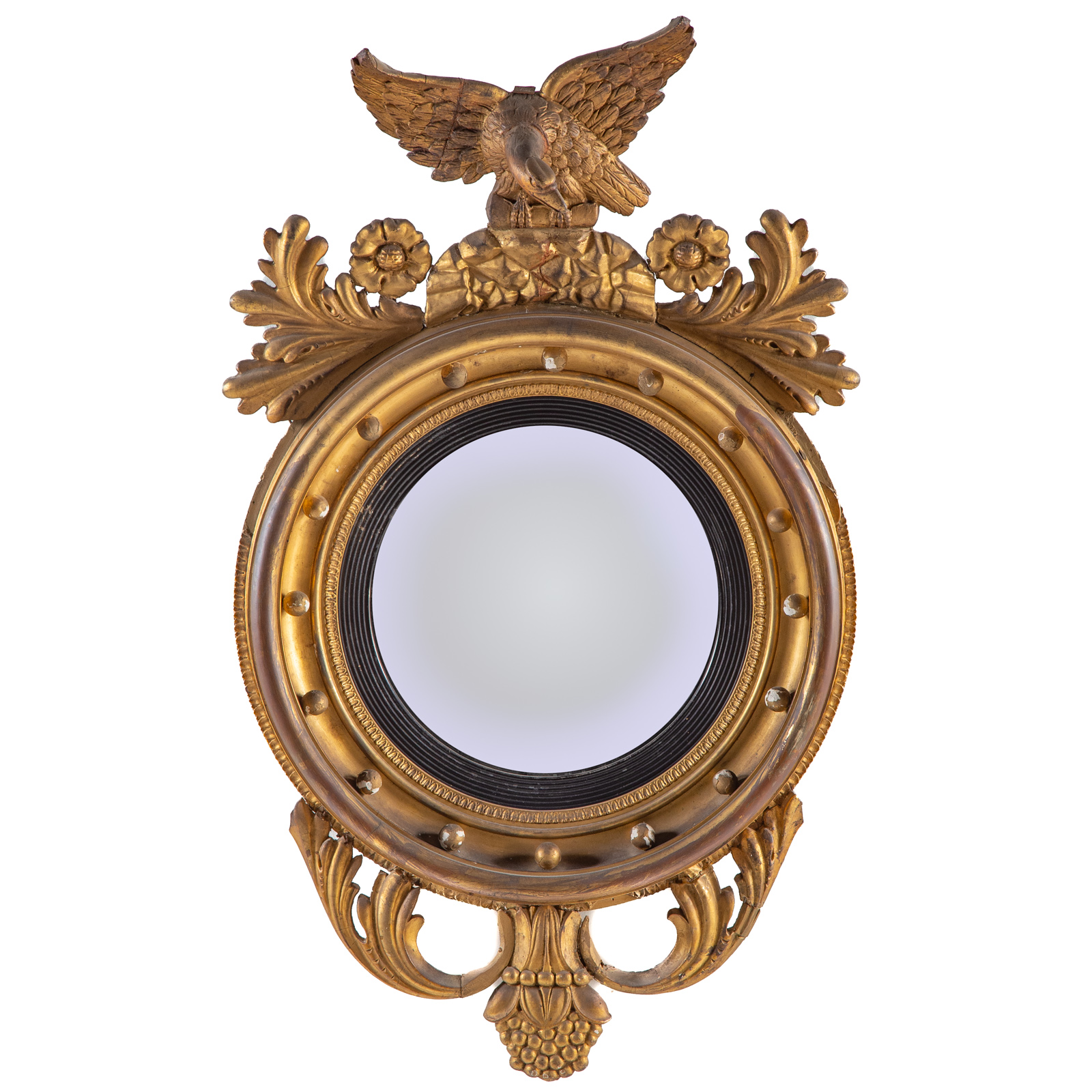 Appraisal: FEDERAL STYLE GIRANDOLE GILTWOOD MIRROR Centennial period circular giltwood mirror