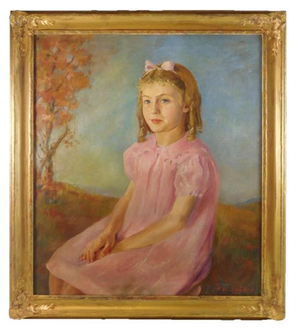 Appraisal: Oil on canvas portrait of Barbara Ann Nielson Age indistinctly